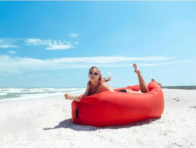 Inflatable Lounger Air Sofa Hammock, Inflatable Couch for Camping, Perfect for Beach Chair Waterproof Anti-Air Leaking Pouch Couch Air Chair for Outdoor, Beach, Hiking…