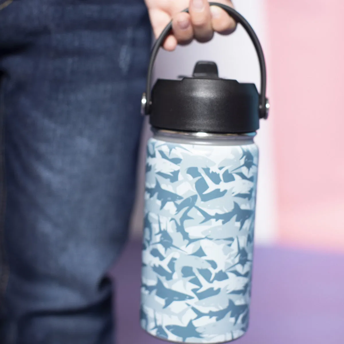 Jane Marie Kids A Shiver Of Sharks 12 Oz. Bottle With Straw Cap