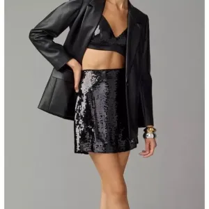 J.Crew Sequin Mini Skirt Womens 16 Black Dressy Cocktail Party Preppy City