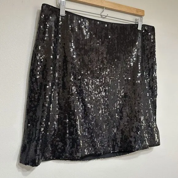 J.Crew Sequin Mini Skirt Womens 16 Black Dressy Cocktail Party Preppy City