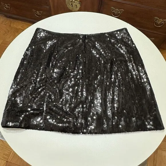 J.Crew Sequin Mini Skirt Womens 16 Black Dressy Cocktail Party Preppy City