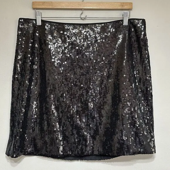 J.Crew Sequin Mini Skirt Womens 16 Black Dressy Cocktail Party Preppy City