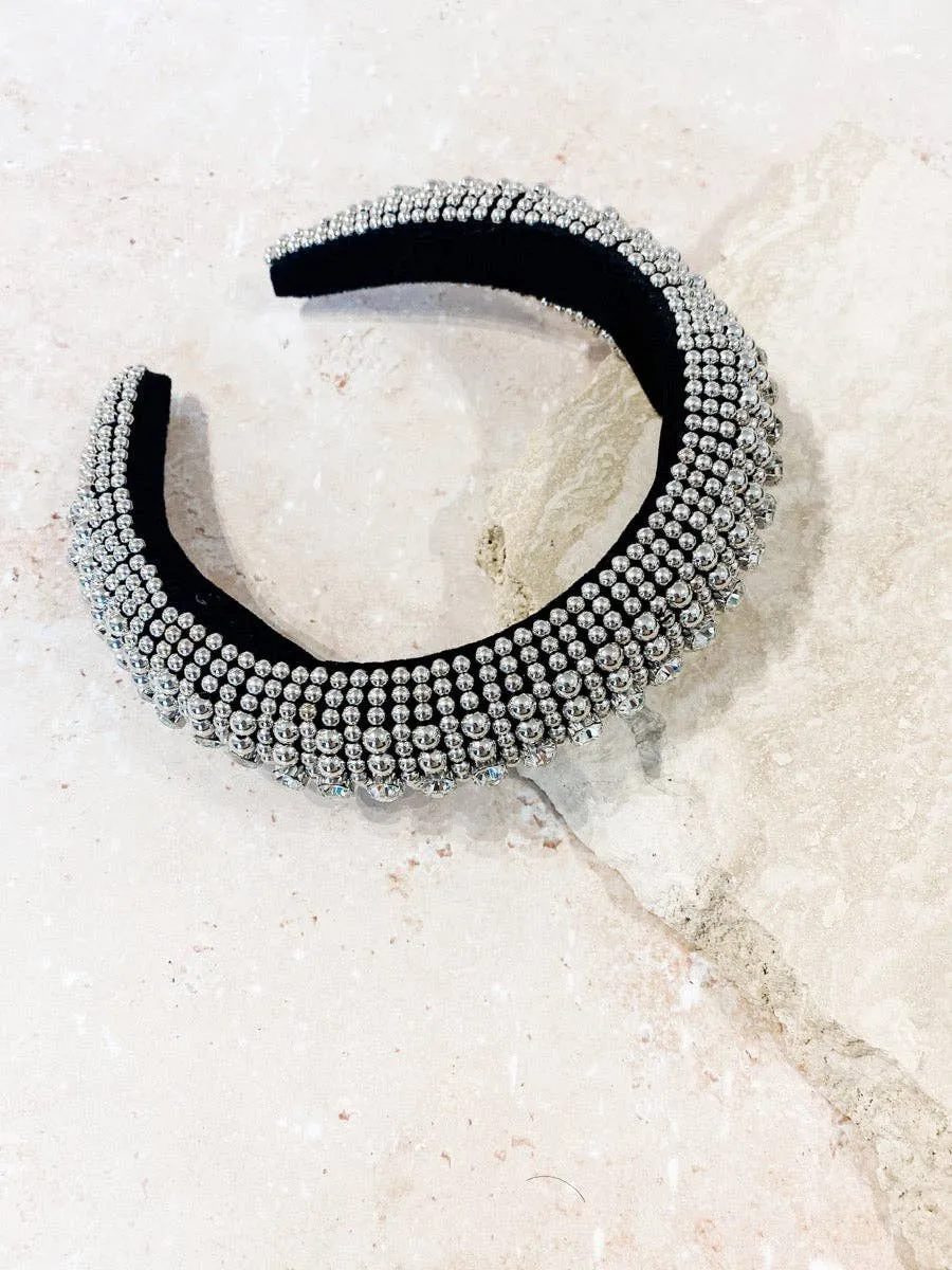 Jodie Beaded Embellished Headband - Silver