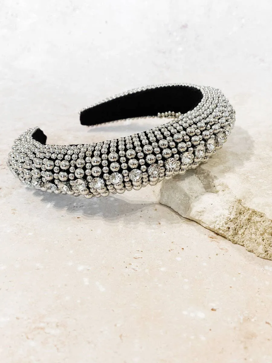 Jodie Beaded Embellished Headband - Silver