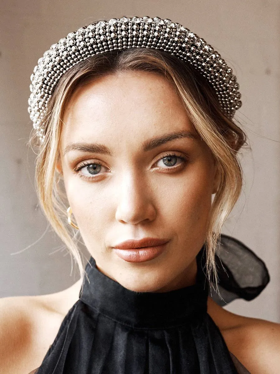 Jodie Beaded Embellished Headband - Silver