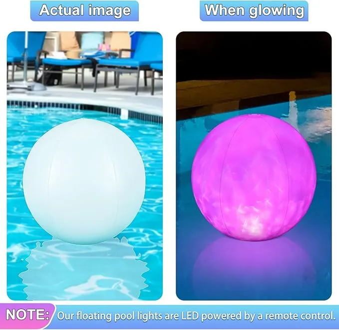 JOSEN Floating Pool Lights, Pool Lights That Float, Waterproof Led Light Pool Balls, Float or Hang in Pool Garden Backyard Party Decor (3 Pack)