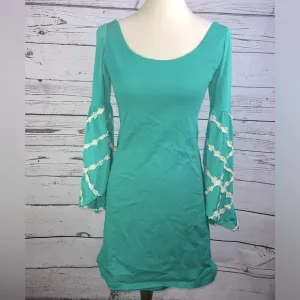 Judith March Green Bell Sleeve Mini Dress