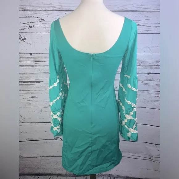Judith March Green Bell Sleeve Mini Dress
