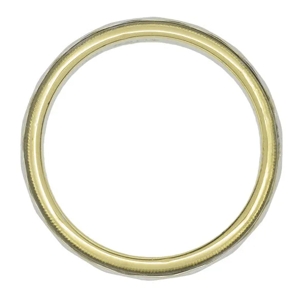 Kaleidoscope Two Tone 1950's Vintage Wedding Band in 14 Karat Yellow and White Gold