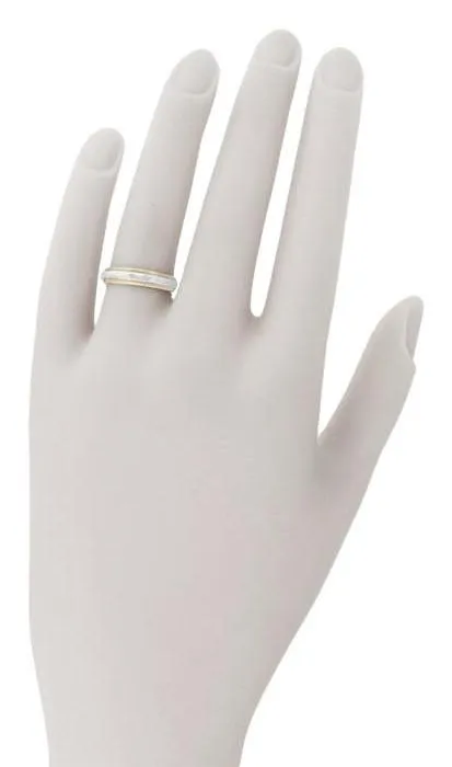 Kaleidoscope Two Tone 1950's Vintage Wedding Band in 14 Karat Yellow and White Gold