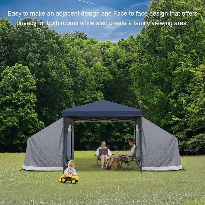 KAMPKEEPER Side Tent,Camping Tent for 10' x 10' Pop Up Canopy, Easy Set Up Gazebo,Compatible with 10' Wide Canopy Tents