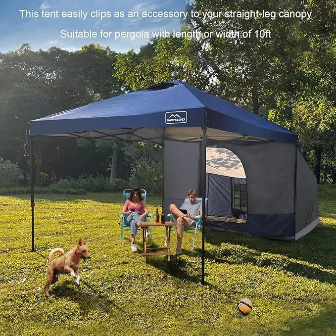 KAMPKEEPER Side Tent,Camping Tent for 10' x 10' Pop Up Canopy, Easy Set Up Gazebo,Compatible with 10' Wide Canopy Tents