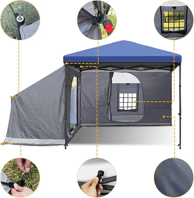 KAMPKEEPER Side Tent,Camping Tent for 10' x 10' Pop Up Canopy, Easy Set Up Gazebo,Compatible with 10' Wide Canopy Tents