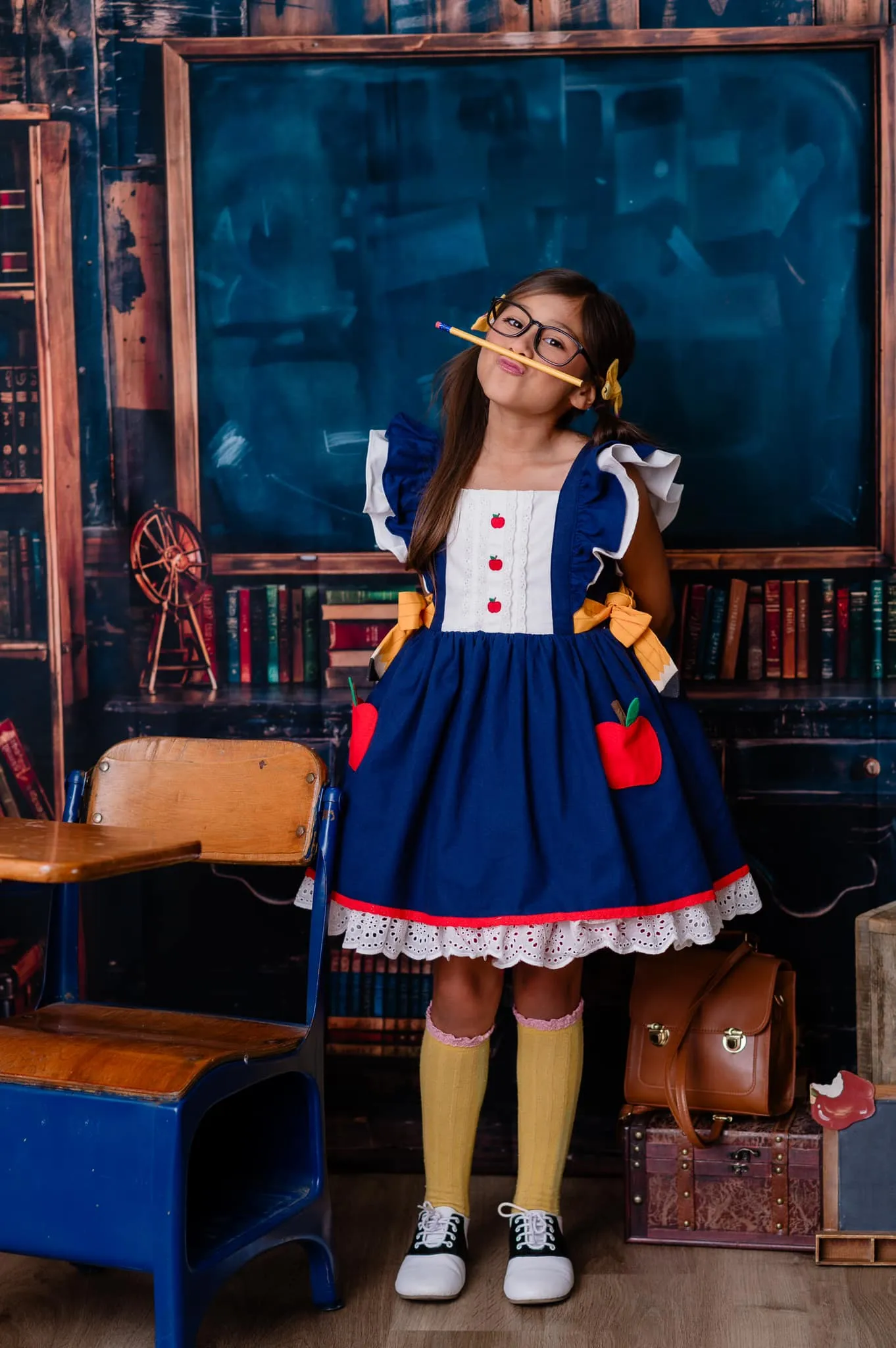 Kate Back to School Blackboard Bookshelf Backdrop Designed by Emetselch