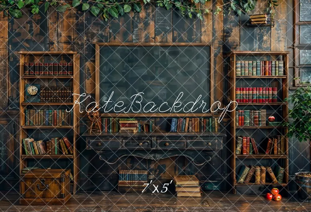 Kate Back to School Blackboard Bookshelf Backdrop Designed by Emetselch