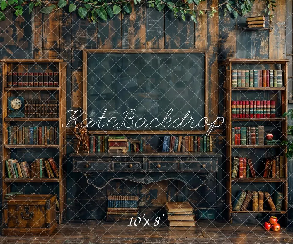 Kate Back to School Blackboard Bookshelf Backdrop Designed by Emetselch
