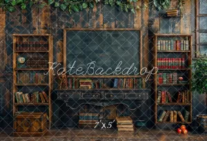 Kate Back to School Blackboard Bookshelf Backdrop Designed by Emetselch