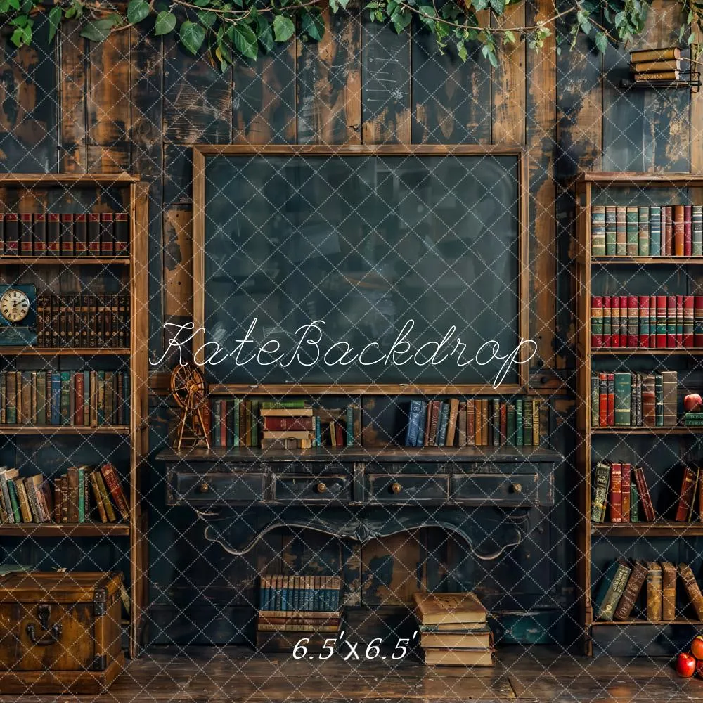 Kate Back to School Blackboard Bookshelf Backdrop Designed by Emetselch