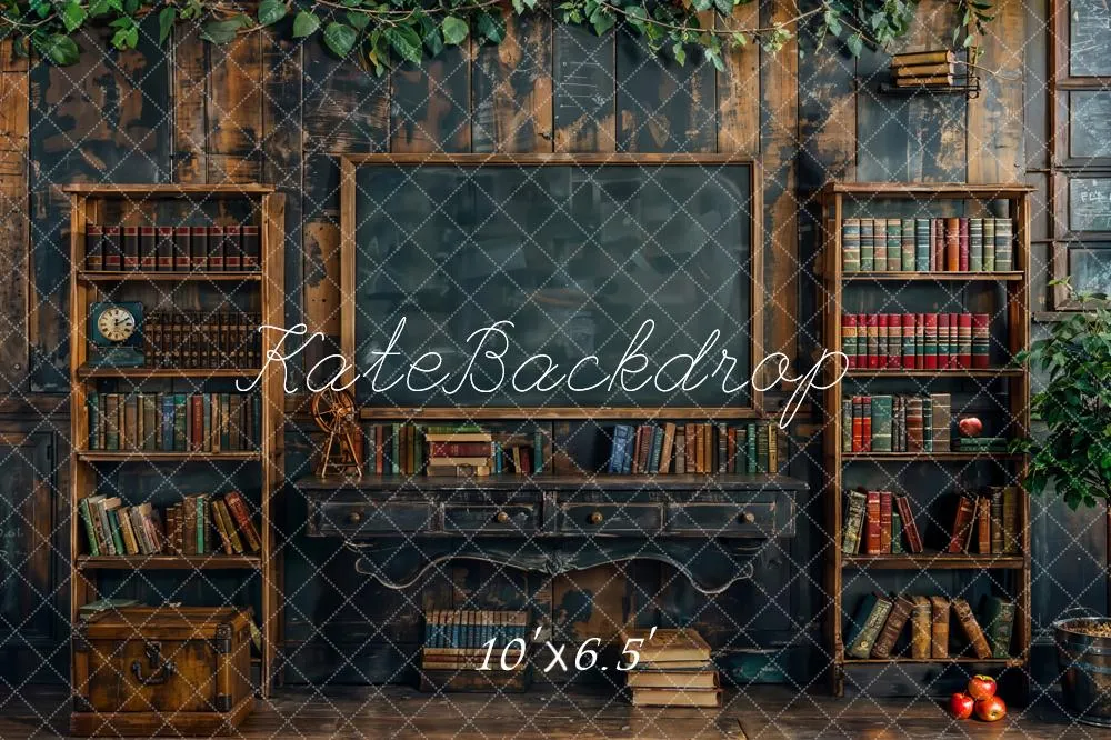 Kate Back to School Blackboard Bookshelf Backdrop Designed by Emetselch