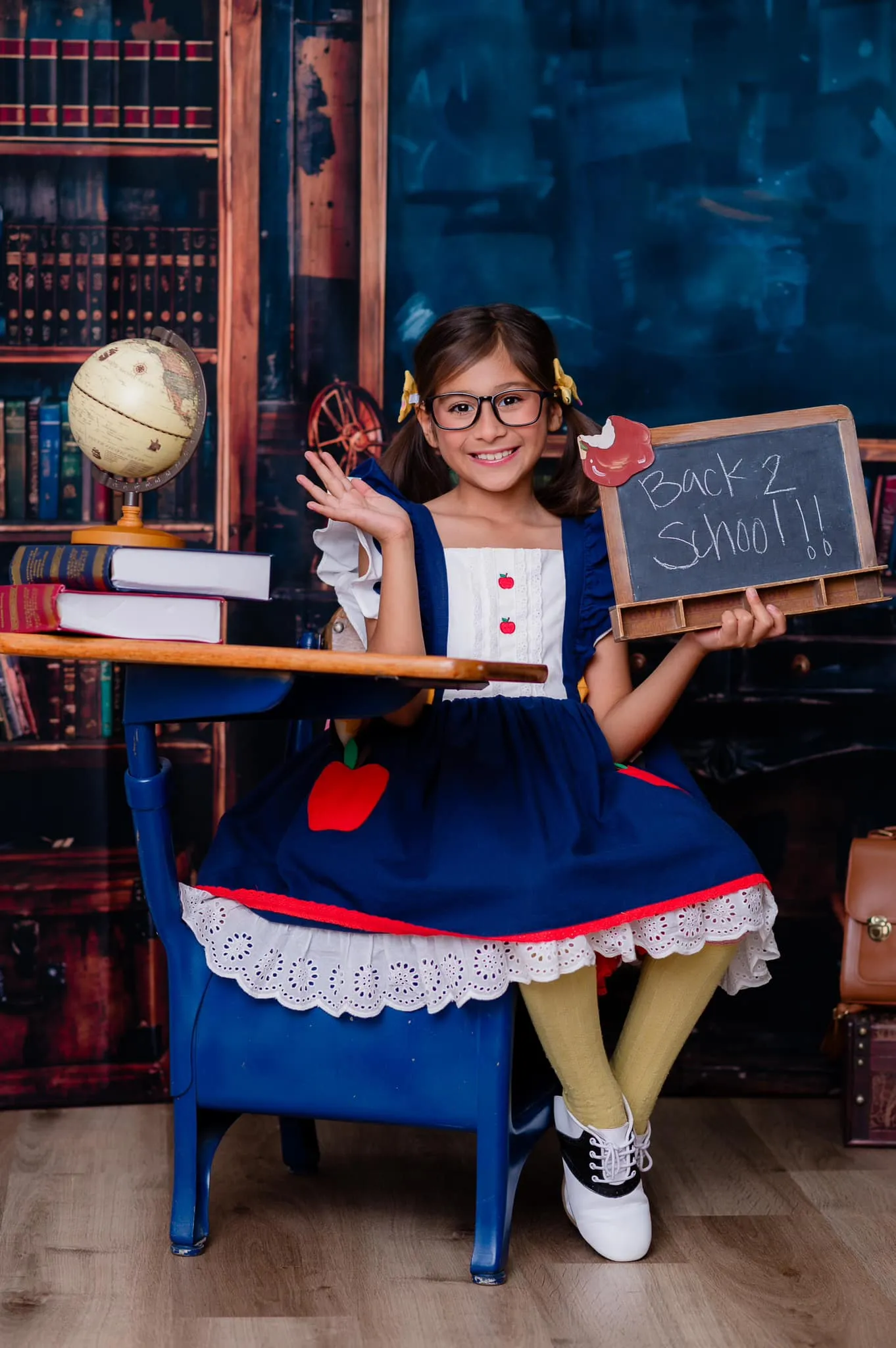 Kate Back to School Blackboard Bookshelf Backdrop Designed by Emetselch