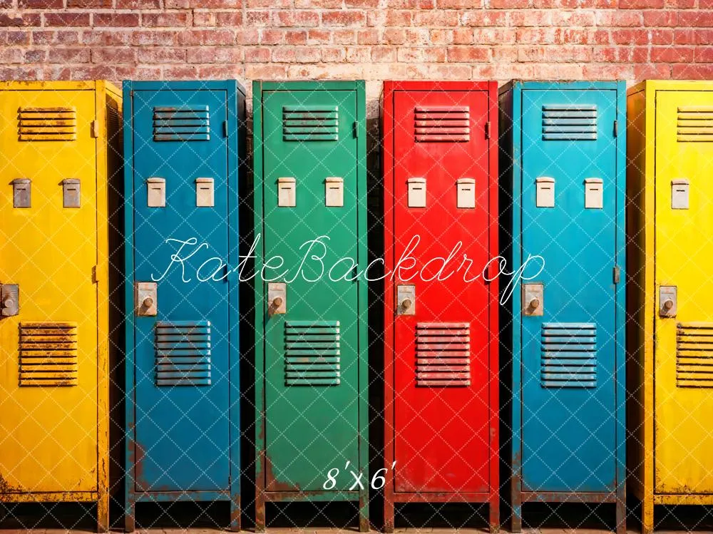 Kate Back to School Colorful Lockers Backdrop Designed by Emetselch