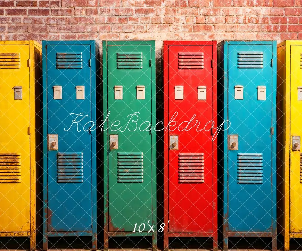 Kate Back to School Colorful Lockers Backdrop Designed by Emetselch