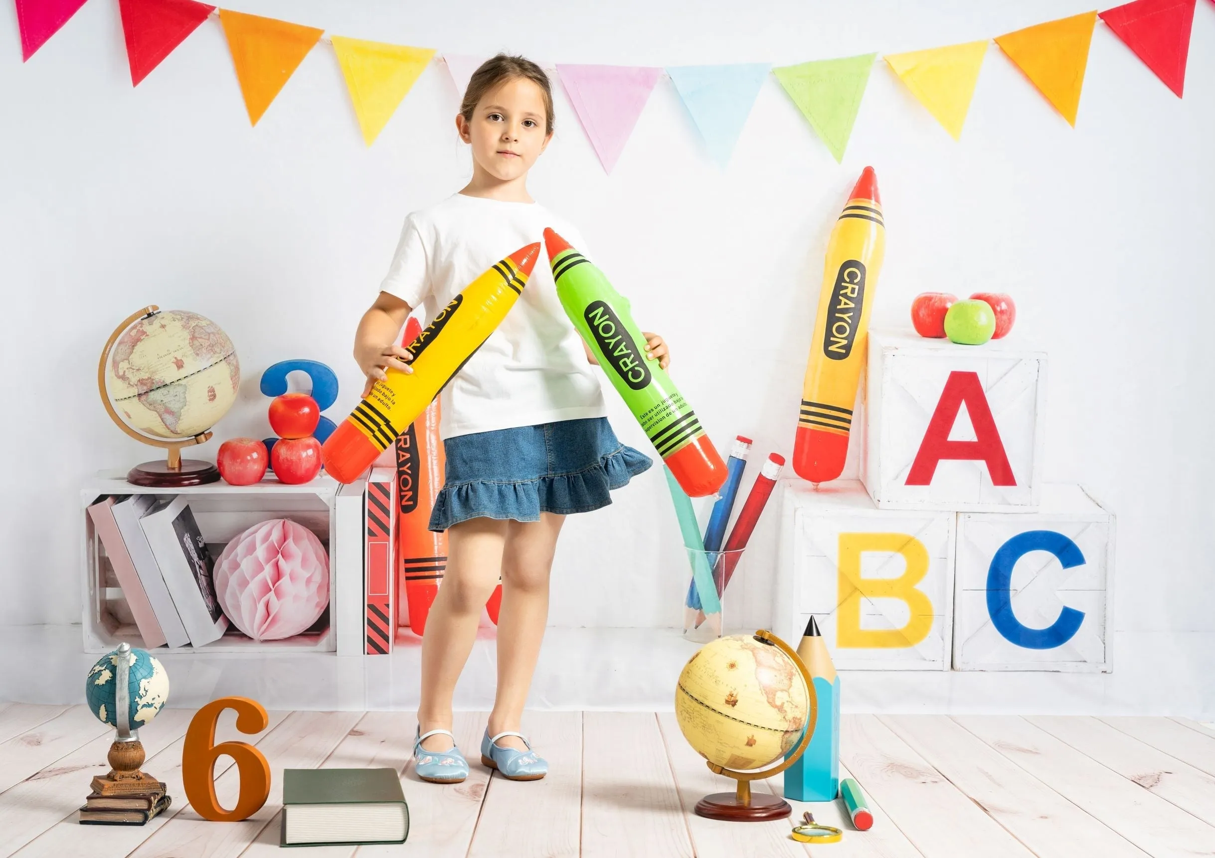 Kate Back to School Fleece Backdrop Crayon for Photography