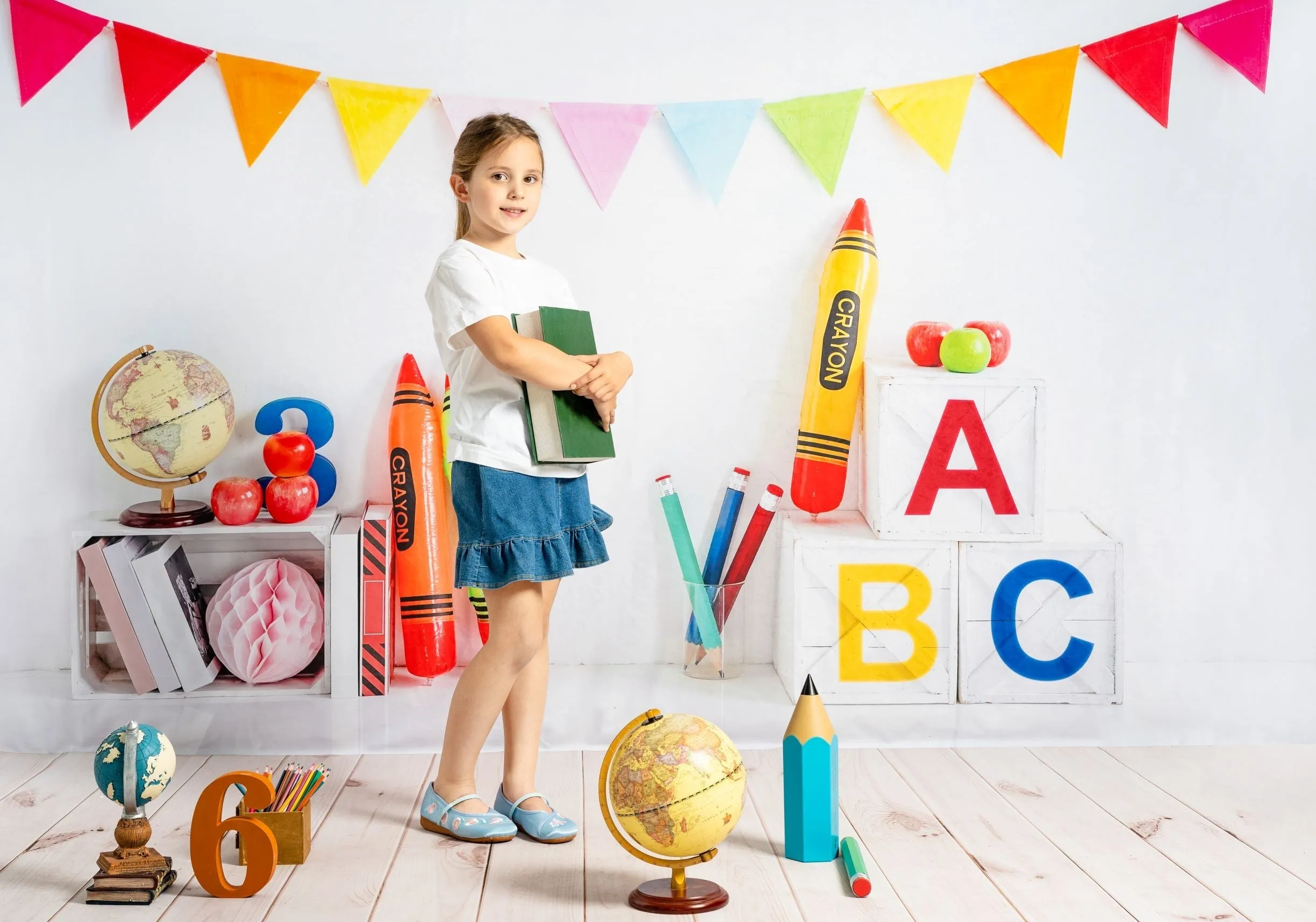 Kate Back to School Fleece Backdrop Crayon for Photography