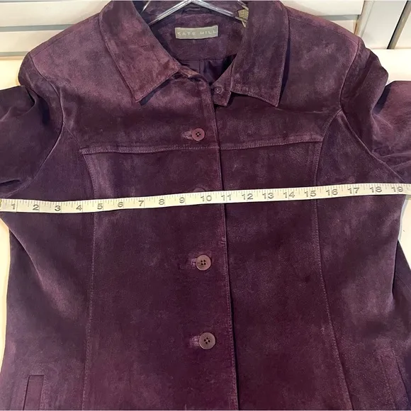 Kate Hill Purple Leather Suede Jacket in Violet Frost Size Medium