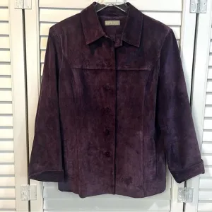 Kate Hill Purple Leather Suede Jacket in Violet Frost Size Medium