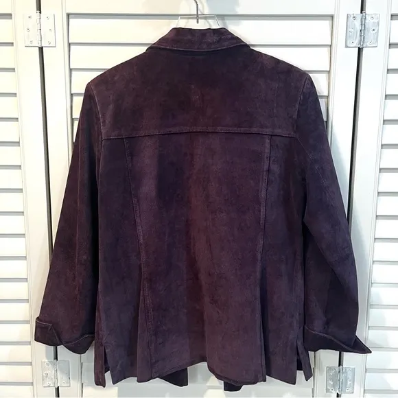 Kate Hill Purple Leather Suede Jacket in Violet Frost Size Medium
