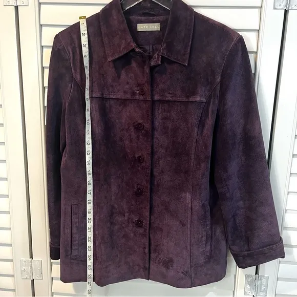 Kate Hill Purple Leather Suede Jacket in Violet Frost Size Medium