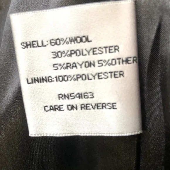 Kenneth Cole New York Black Wool Blend Zip Up Waist Tie Coat Jacket Women’s