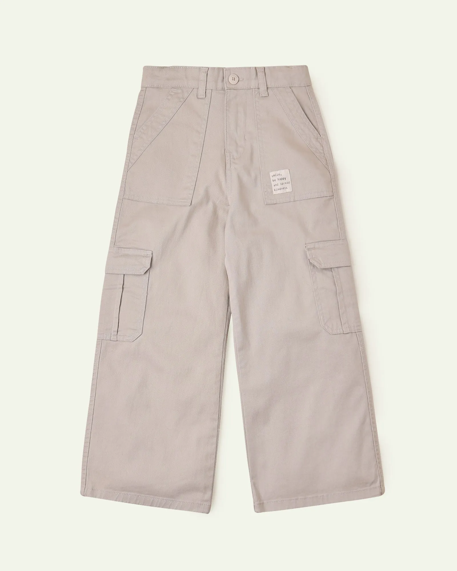 Khaki Wide Leg Cargo Pants