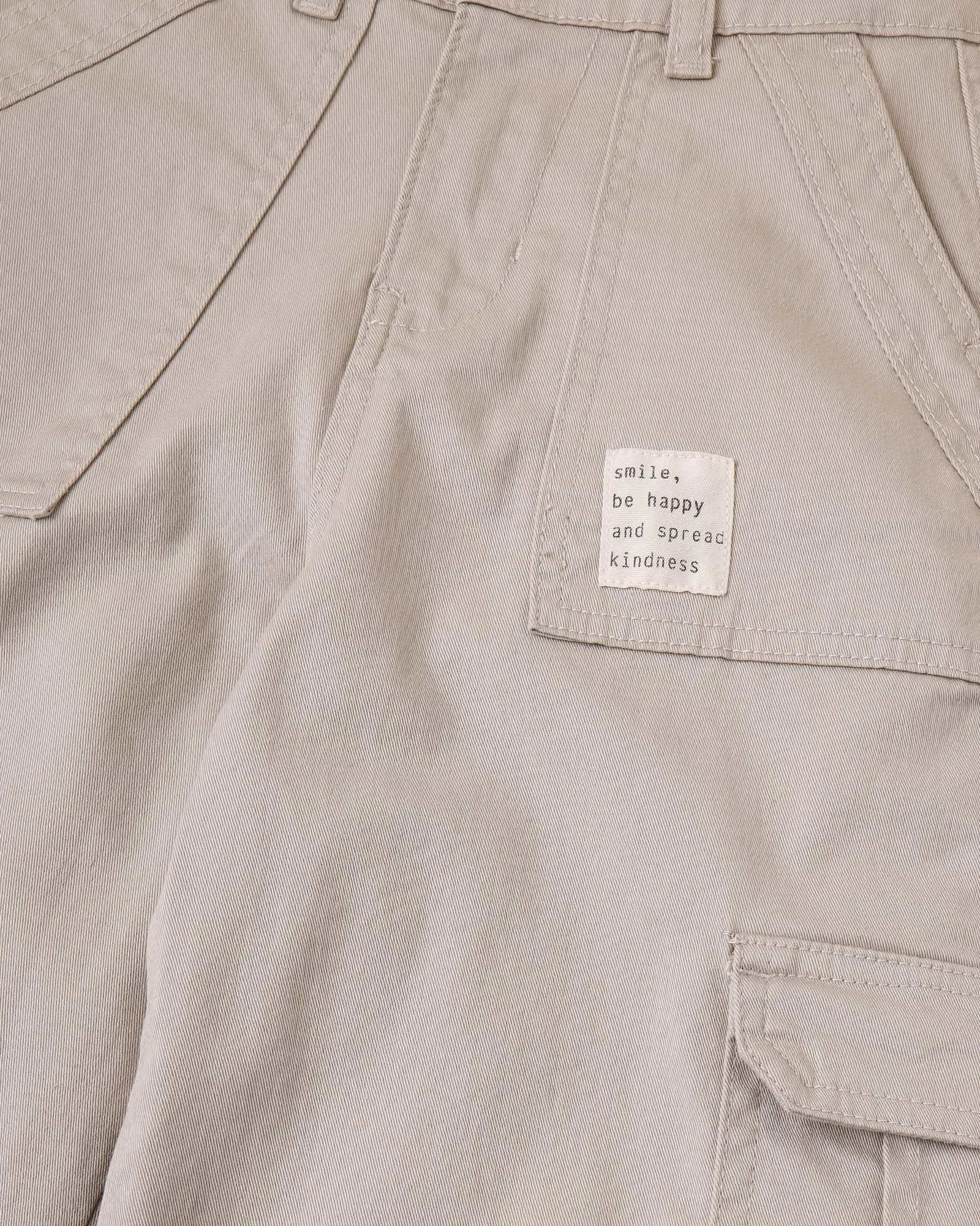 Khaki Wide Leg Cargo Pants