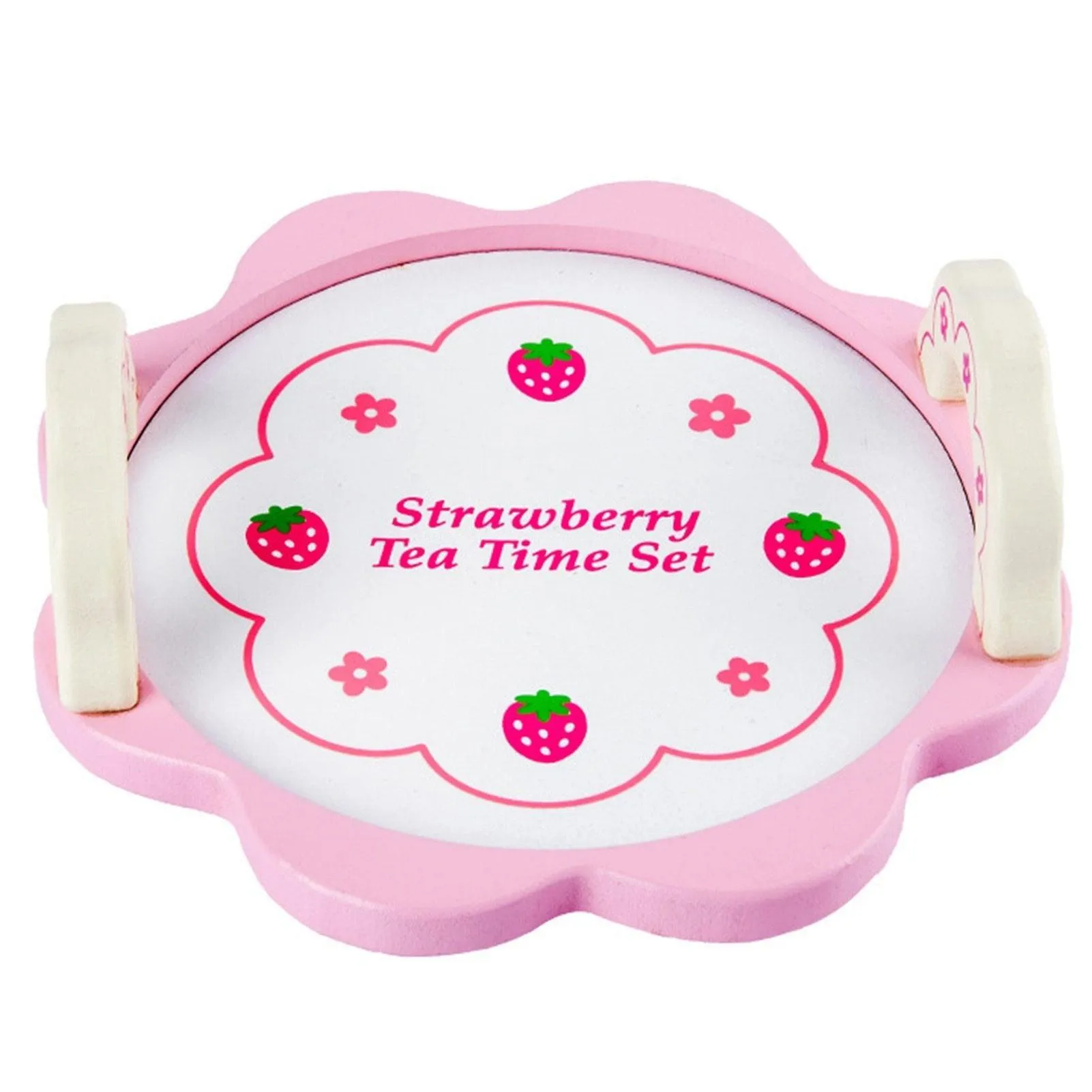 Kids Chunky Wooden Strawberry Themed Tea Party For Two: Pretend Play Toys Tea Set For Ages 3 