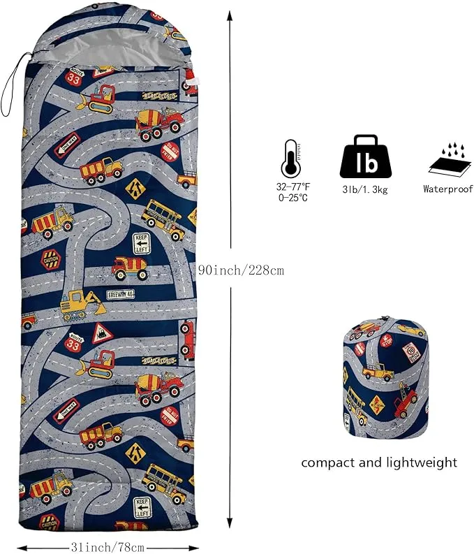 Kids Sleeping Bag for Boys and Girls,Monster Alien Print-Lightweight Warm Portable Outdoor Indoor-Waterproof Cold Weather Resistant Sleeping Bag for Camping Hiking