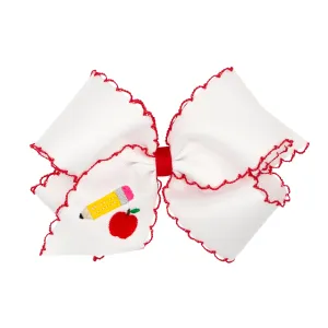 King Grosgrain Hairbow w/ Moonstitch Edge - Pencil Embroidery