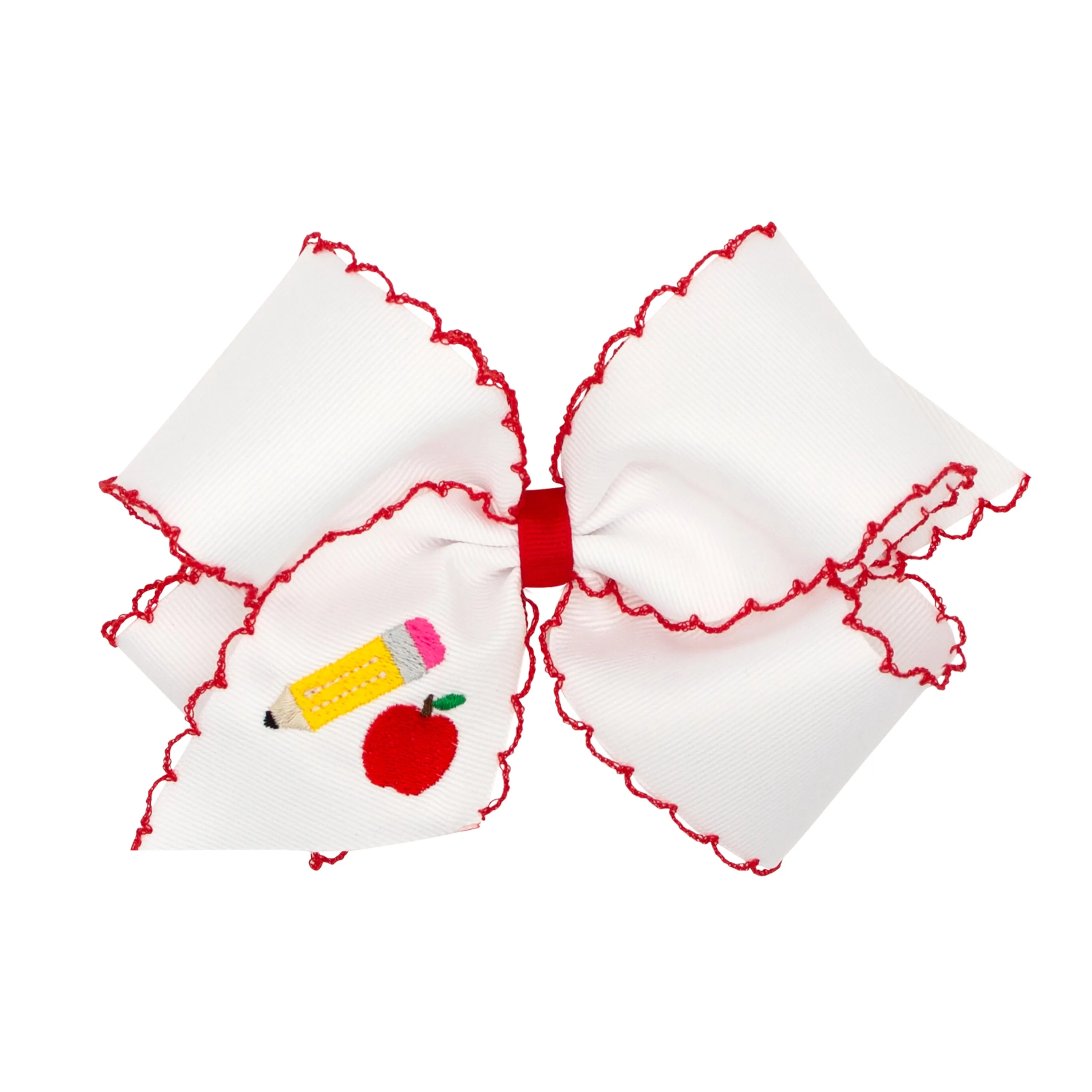 King Grosgrain Hairbow w/ Moonstitch Edge - Pencil Embroidery