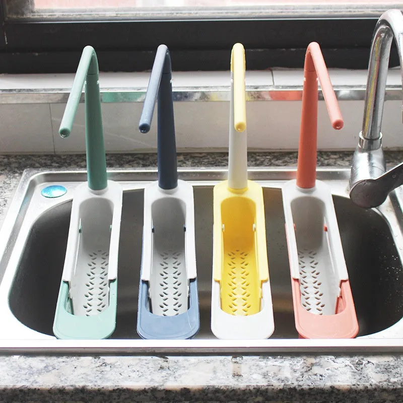 Kitchen Sink Organizer Telescopic Sink Shelf Adjustable Rack Storage Basket Kitchen Accessories