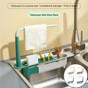 Kitchen Sink Organizer Telescopic Sink Shelf Adjustable Rack Storage Basket Kitchen Accessories