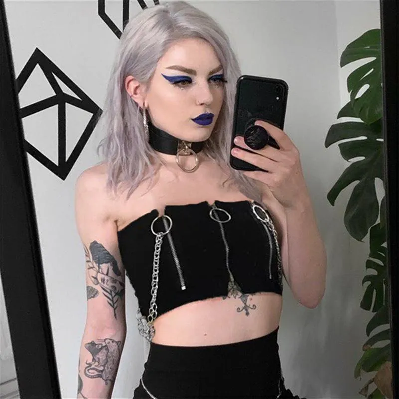 [@klaudiabieszcz ] "ZIPPERED CHAIN SEXY" TUBE TOP Y021407