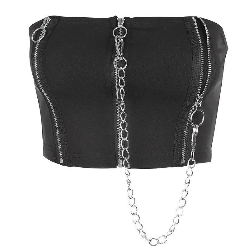 [@klaudiabieszcz ] "ZIPPERED CHAIN SEXY" TUBE TOP Y021407