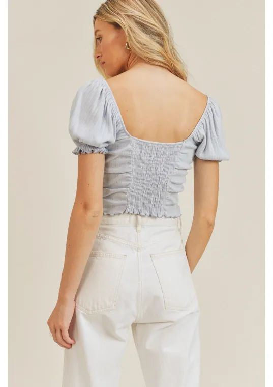 Lacey Puff Sleeve Sweetheart Top