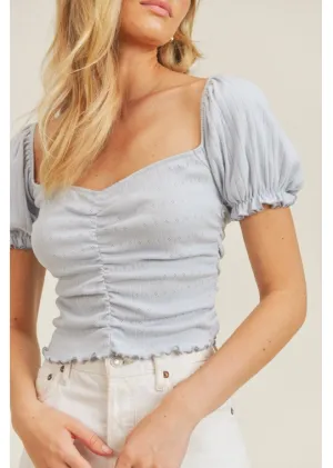 Lacey Puff Sleeve Sweetheart Top