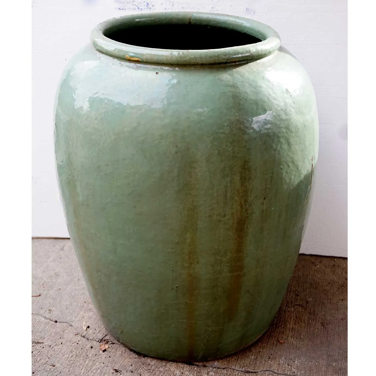 Large Chinese Jiaxing Celadon Pottery Water Urn
