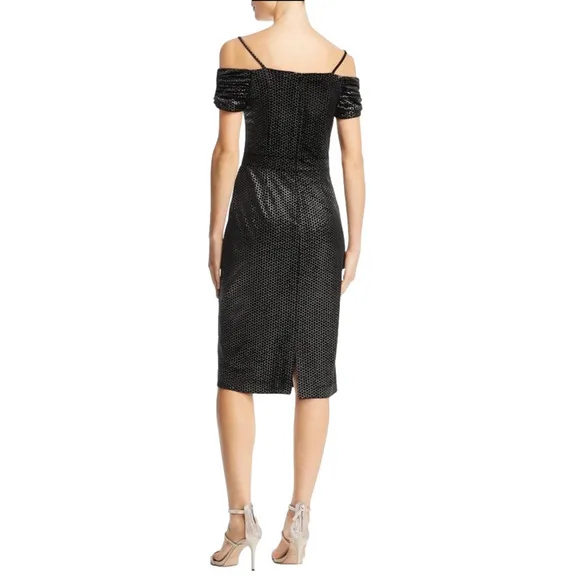 Laundry By Shelli Segal Black Velvet Off the Shoulder Sheath Dress Size 0