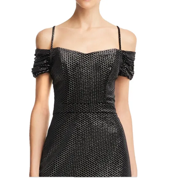 Laundry By Shelli Segal Black Velvet Off the Shoulder Sheath Dress Size 0