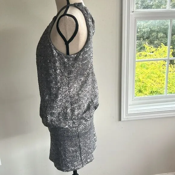 LAUNDRY BY SHELLI SEGAL SEQUIN HALTER MINI DRESS