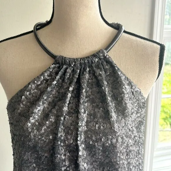 LAUNDRY BY SHELLI SEGAL SEQUIN HALTER MINI DRESS